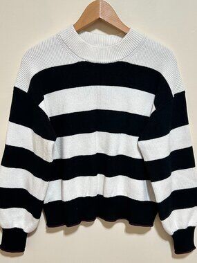 Scotch & Soda Crewneck Sweater Black & White Striped Size M